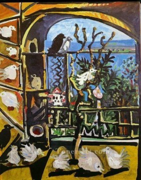 パブロ・ピカソ Painting - 鳩のワークショップ I 1957年 パブロ・ピカソ